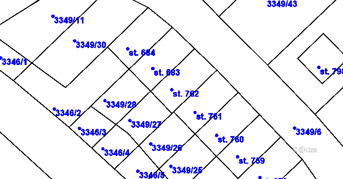 Parcela st. 762 v KÚ Jalubí, Katastrální mapa
