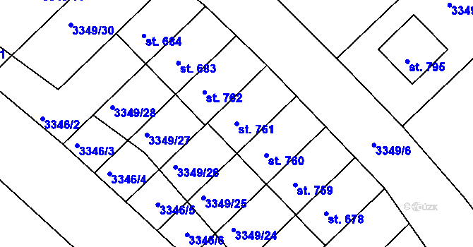 Parcela st. 761 v KÚ Jalubí, Katastrální mapa