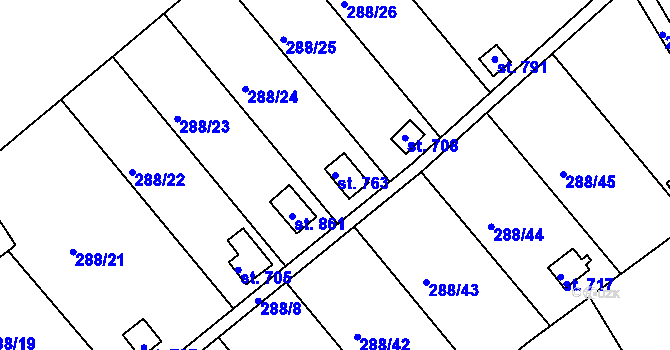Parcela st. 763 v KÚ Jalubí, Katastrální mapa