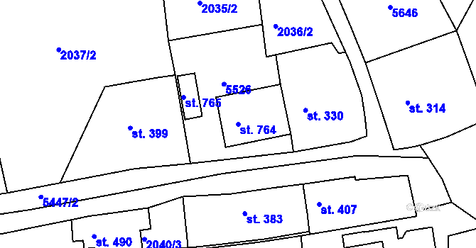 Parcela st. 764 v KÚ Jalubí, Katastrální mapa