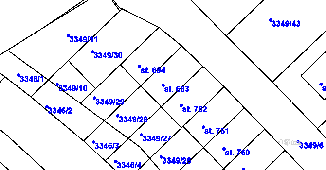 Parcela st. 683 v KÚ Jalubí, Katastrální mapa