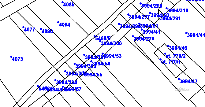 Parcela st. 3994/53 v KÚ Jalubí, Katastrální mapa