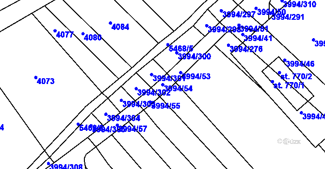 Parcela st. 3994/54 v KÚ Jalubí, Katastrální mapa