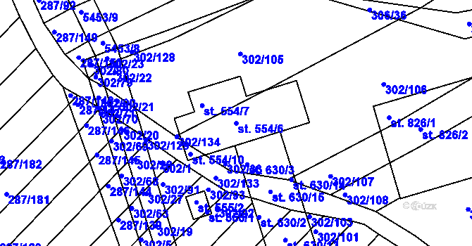 Parcela st. 554/6 v KÚ Jalubí, Katastrální mapa