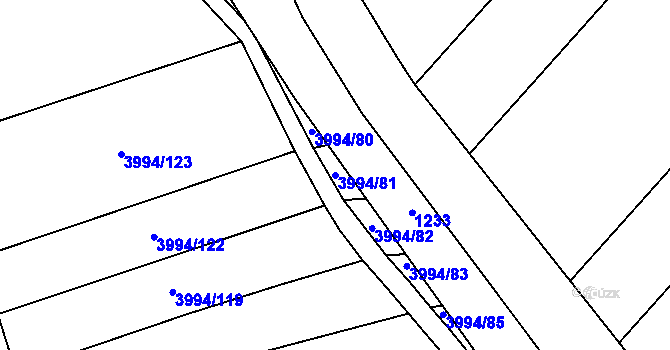 Parcela st. 3994/81 v KÚ Jalubí, Katastrální mapa