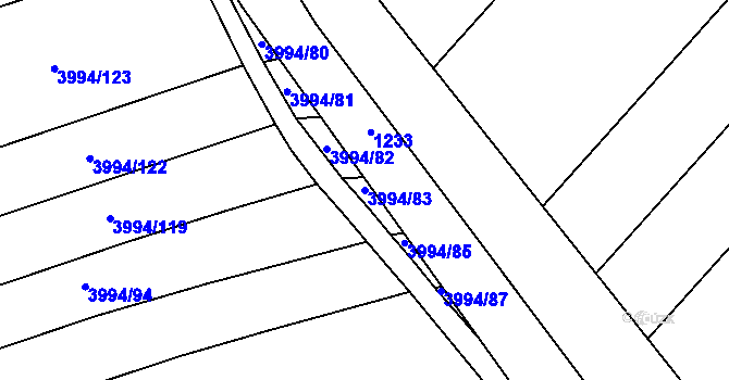 Parcela st. 3994/83 v KÚ Jalubí, Katastrální mapa