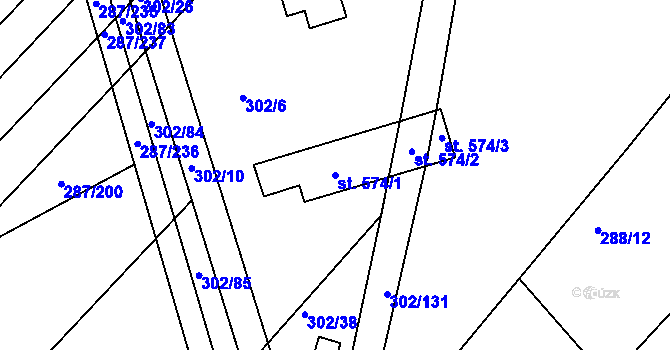 Parcela st. 574/1 v KÚ Jalubí, Katastrální mapa