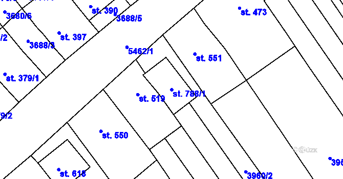Parcela st. 788/1 v KÚ Jalubí, Katastrální mapa