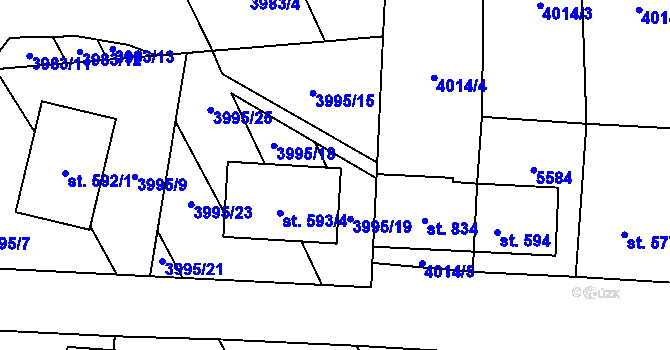 Parcela st. 593/1 v KÚ Jalubí, Katastrální mapa