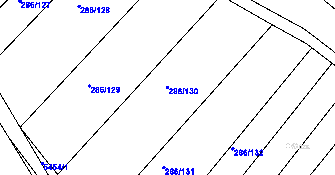 Parcela st. 286/130 v KÚ Jalubí, Katastrální mapa
