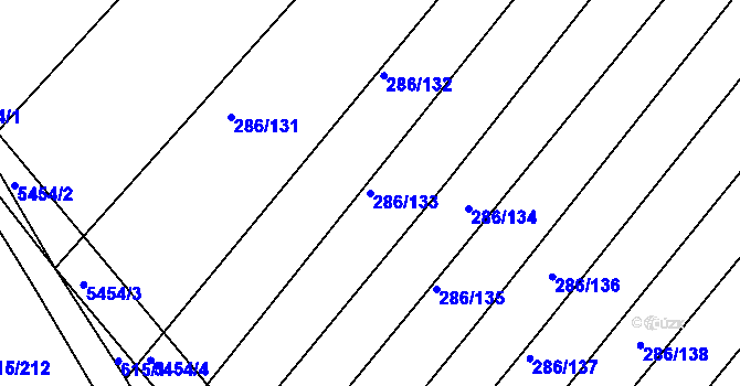 Parcela st. 286/133 v KÚ Jalubí, Katastrální mapa