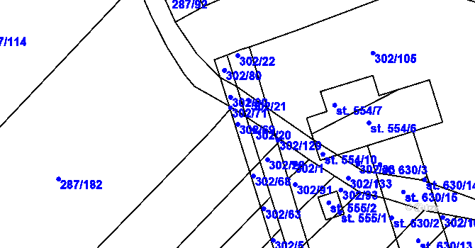 Parcela st. 302/69 v KÚ Jalubí, Katastrální mapa