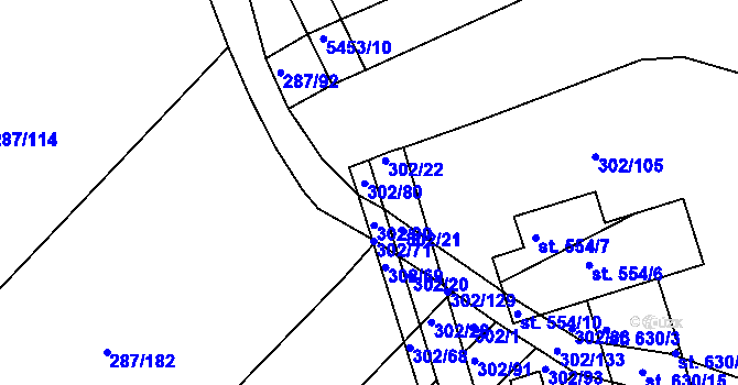 Parcela st. 302/79 v KÚ Jalubí, Katastrální mapa