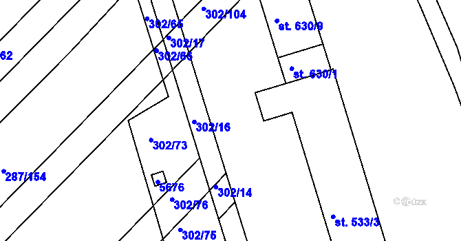 Parcela st. 302/97 v KÚ Jalubí, Katastrální mapa