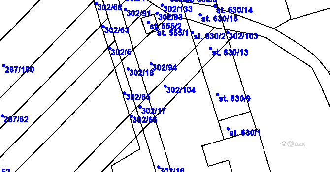 Parcela st. 302/104 v KÚ Jalubí, Katastrální mapa