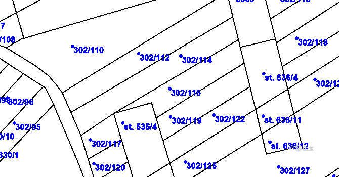 Parcela st. 302/116 v KÚ Jalubí, Katastrální mapa