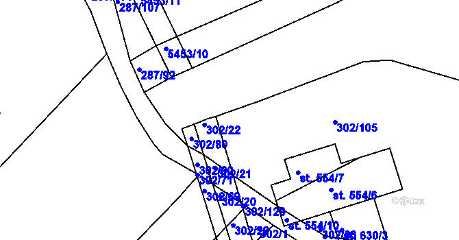 Parcela st. 302/128 v KÚ Jalubí, Katastrální mapa