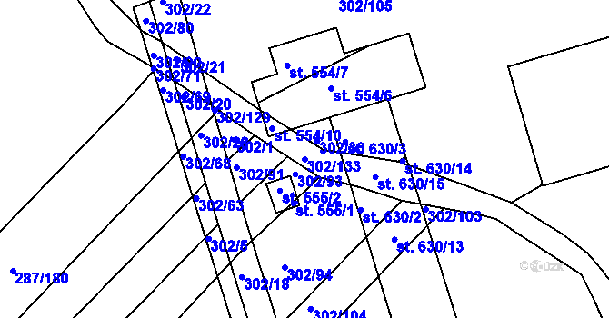 Parcela st. 302/133 v KÚ Jalubí, Katastrální mapa