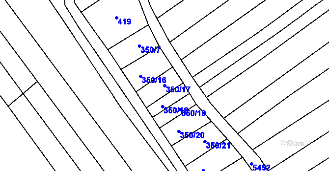 Parcela st. 350/17 v KÚ Jalubí, Katastrální mapa