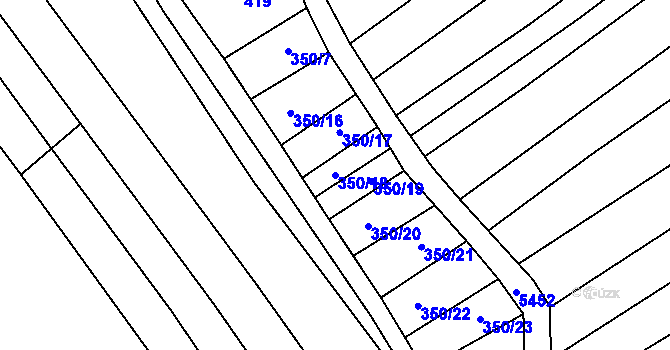 Parcela st. 350/18 v KÚ Jalubí, Katastrální mapa