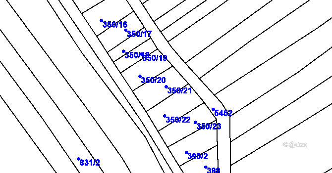 Parcela st. 350/21 v KÚ Jalubí, Katastrální mapa