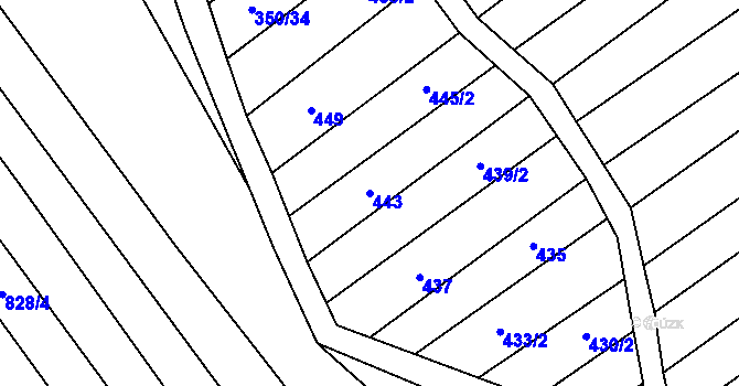 Parcela st. 443 v KÚ Jalubí, Katastrální mapa