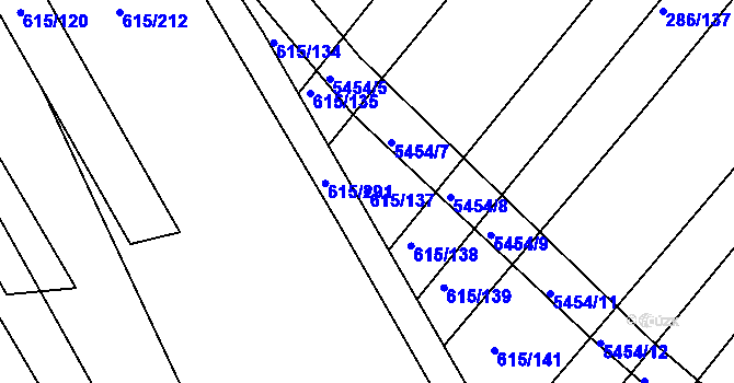 Parcela st. 615/137 v KÚ Jalubí, Katastrální mapa