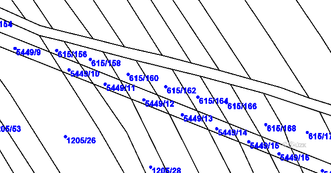 Parcela st. 615/162 v KÚ Jalubí, Katastrální mapa