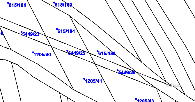 Parcela st. 615/188 v KÚ Jalubí, Katastrální mapa
