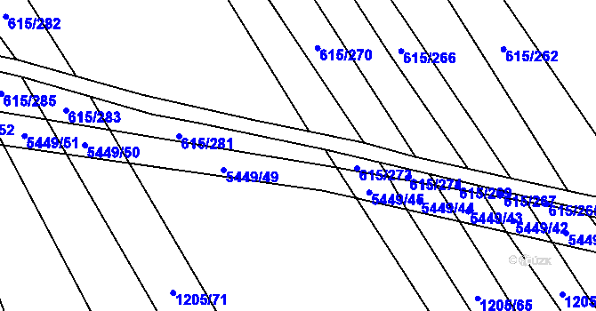 Parcela st. 615/275 v KÚ Jalubí, Katastrální mapa