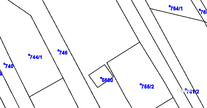 Parcela st. 756/3 v KÚ Jalubí, Katastrální mapa