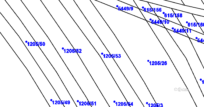 Parcela st. 1205/53 v KÚ Jalubí, Katastrální mapa