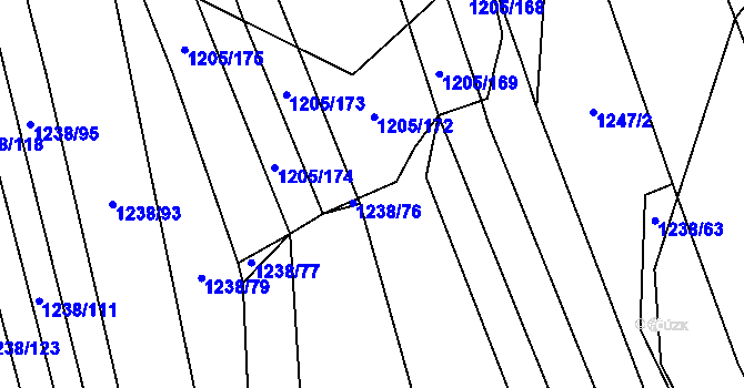 Parcela st. 1238/75 v KÚ Jalubí, Katastrální mapa