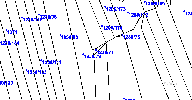 Parcela st. 1238/77 v KÚ Jalubí, Katastrální mapa
