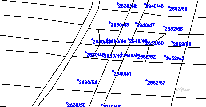 Parcela st. 2630/49 v KÚ Jalubí, Katastrální mapa