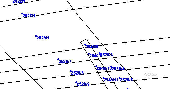 Parcela st. 2940/8 v KÚ Jalubí, Katastrální mapa