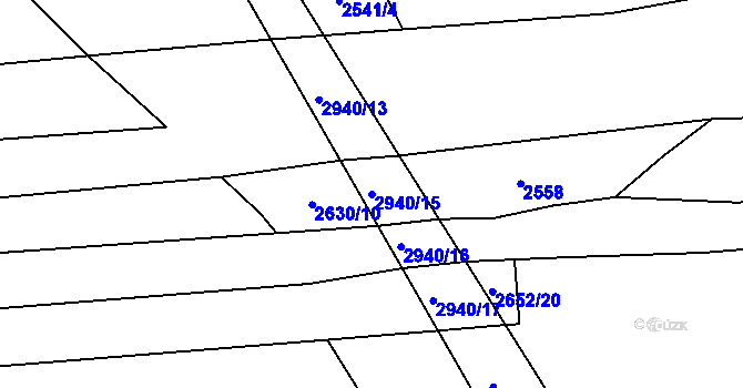 Parcela st. 2940/15 v KÚ Jalubí, Katastrální mapa