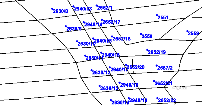 Parcela st. 2940/16 v KÚ Jalubí, Katastrální mapa
