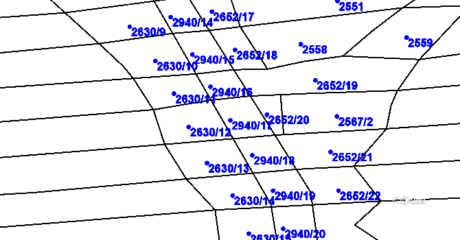 Parcela st. 2940/17 v KÚ Jalubí, Katastrální mapa