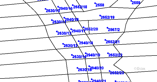 Parcela st. 2940/18 v KÚ Jalubí, Katastrální mapa