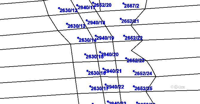 Parcela st. 2940/20 v KÚ Jalubí, Katastrální mapa