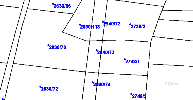 Parcela st. 2940/73 v KÚ Jalubí, Katastrální mapa