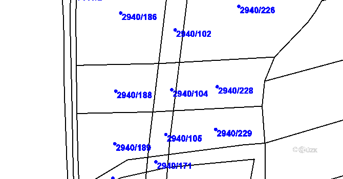 Parcela st. 2940/104 v KÚ Jalubí, Katastrální mapa