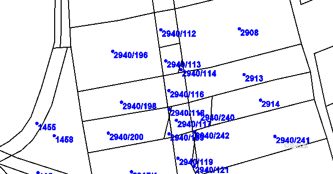 Parcela st. 2940/115 v KÚ Jalubí, Katastrální mapa