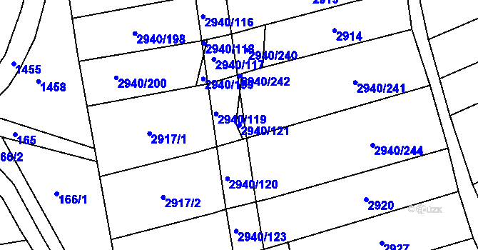 Parcela st. 2940/121 v KÚ Jalubí, Katastrální mapa