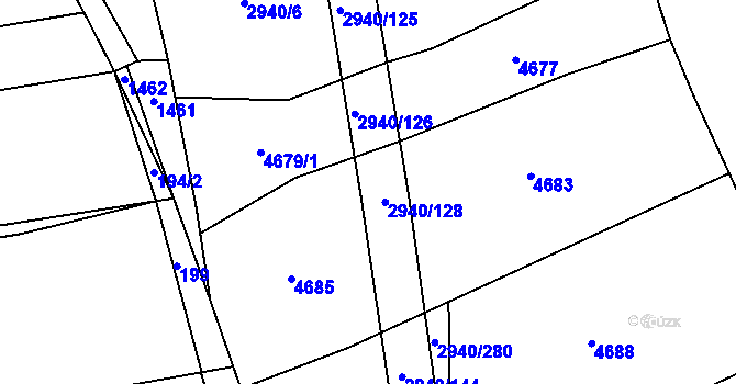 Parcela st. 2940/127 v KÚ Jalubí, Katastrální mapa