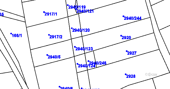 Parcela st. 2940/245 v KÚ Jalubí, Katastrální mapa