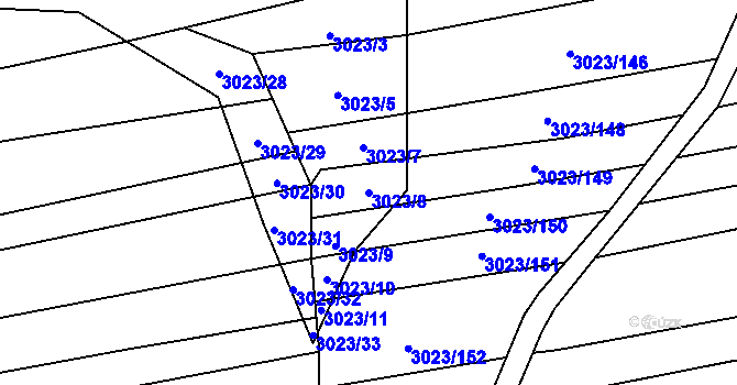 Parcela st. 3023/8 v KÚ Jalubí, Katastrální mapa