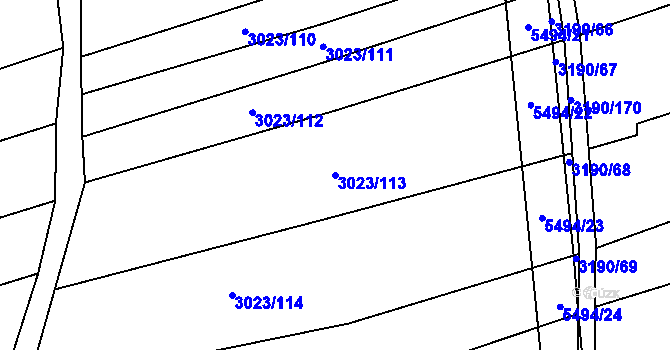 Parcela st. 3023/113 v KÚ Jalubí, Katastrální mapa
