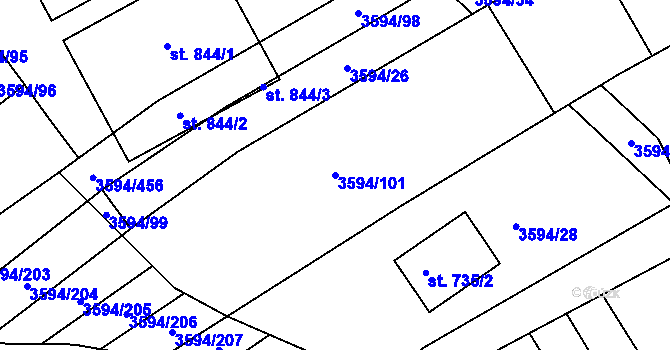 Parcela st. 3594/101 v KÚ Jalubí, Katastrální mapa